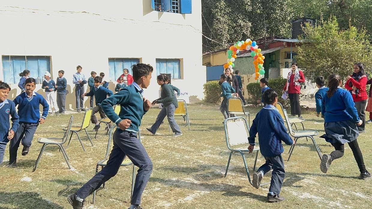 Children taking part in an outdoor sports activity